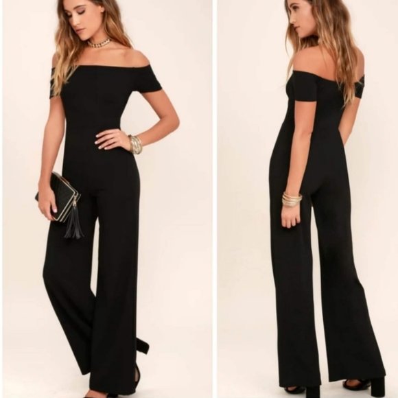 Lulus Pants - Lulu's Women's Size XS (Extra Small) Black Jumpsuit Off the Shoulder